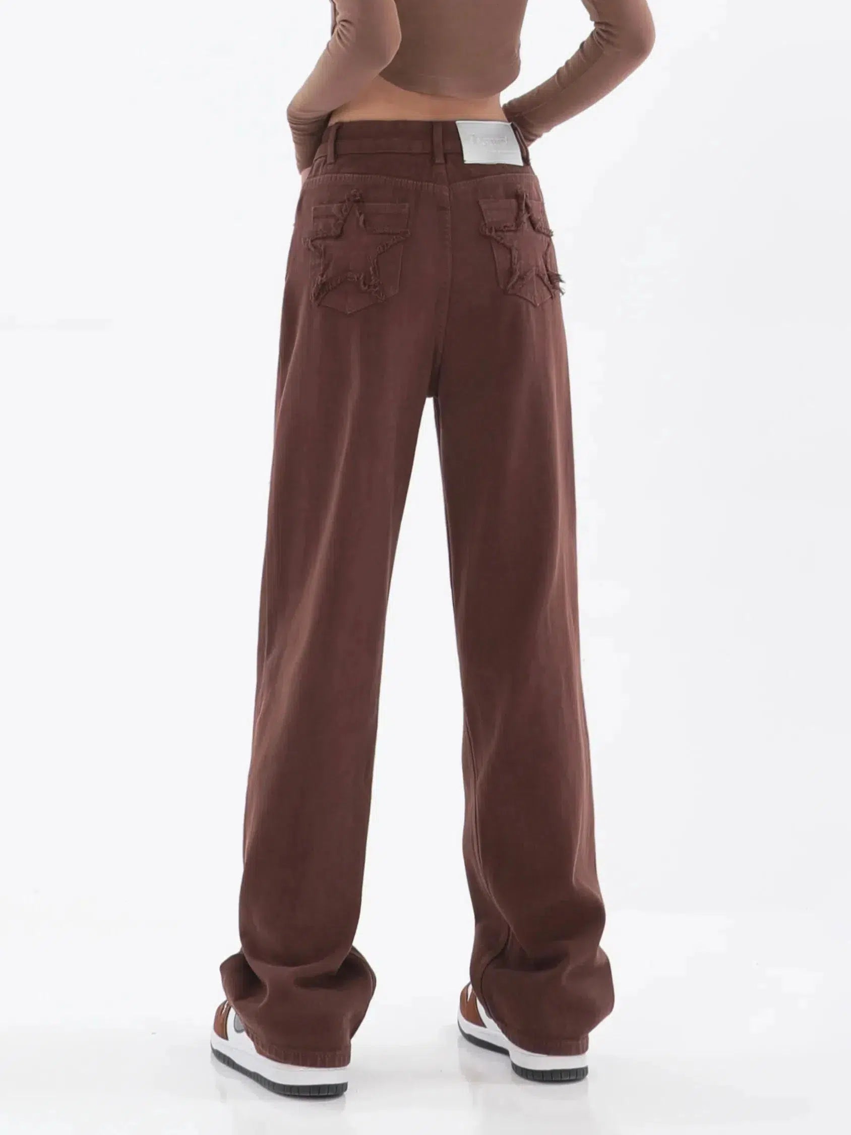 Star Pockets Wide Leg Jeans Classic Women's Tweed
