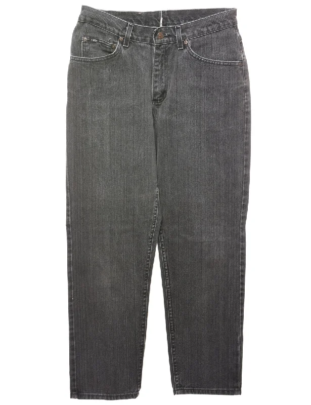 Tapered Black Distressed Lee Jeans - W28 L28 Relaxed Women's 