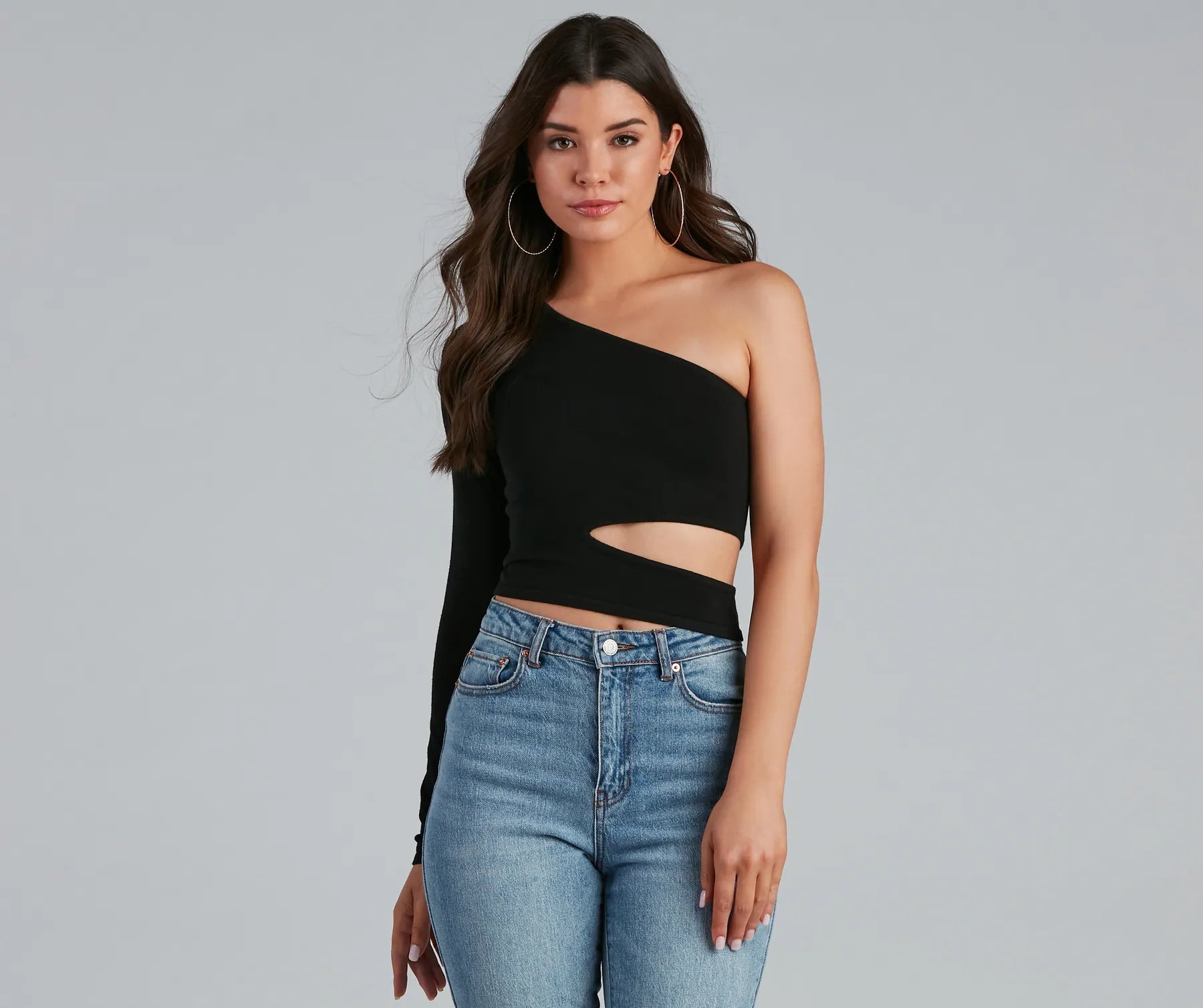 One Shoulder Allure Cutout Top Sleek Women's 