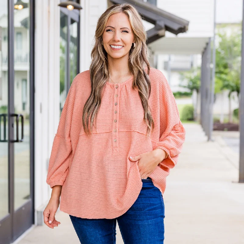 Eternal Embrace Top, Peach Monochromatic Office Style