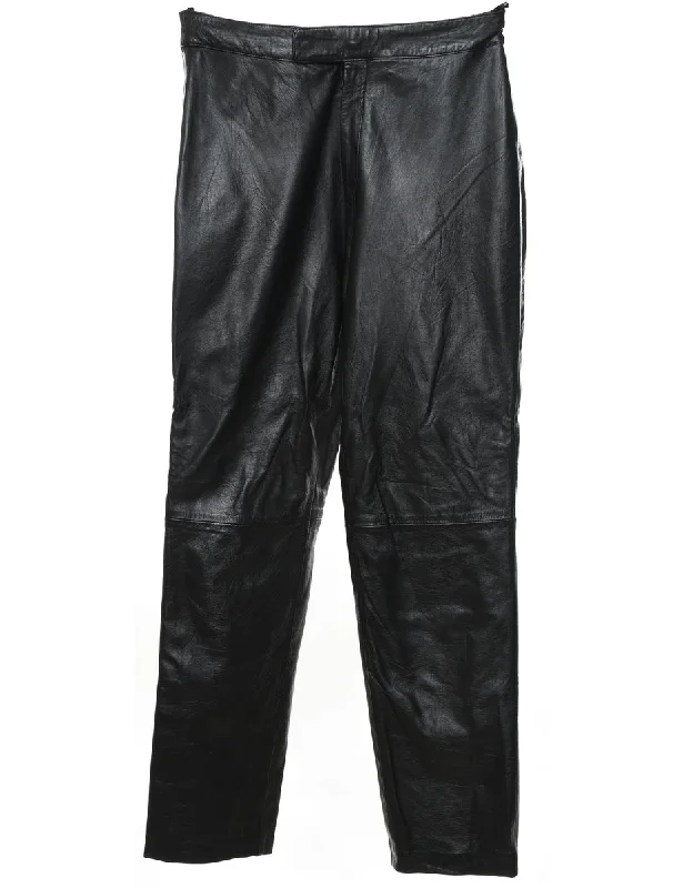Black Classic Leather Trousers - W30 L30 Cozy Women's Winter