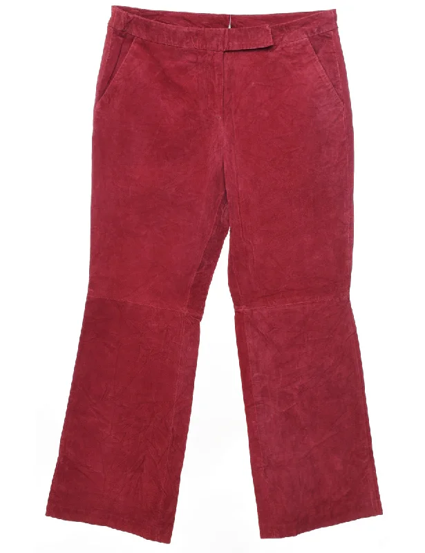 Red Classic Suede Trousers - W32 L28 Hip Women's Urban
