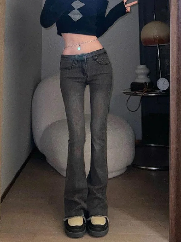 Casual Low Rise Flare Jeans Business