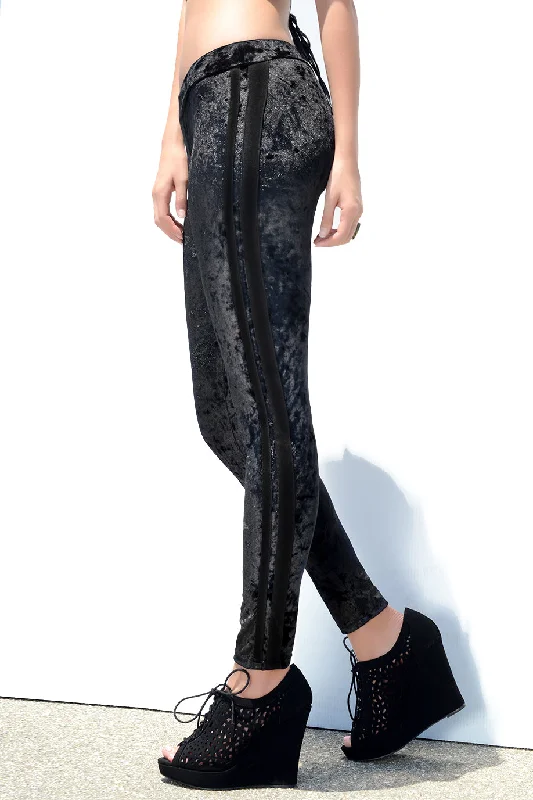 Varsity Stripe Velvet Leggings Polished Women's Silk