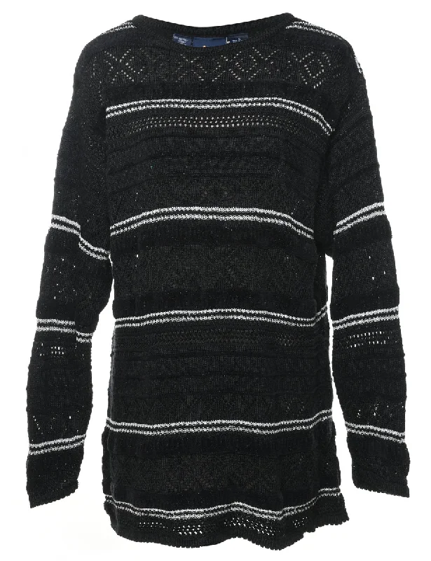 Black Striped Crochet Jumper - S European