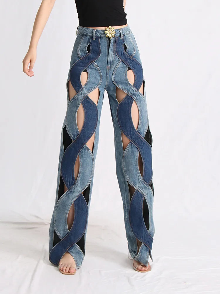 Two Different Denim Cut Out Jeans French