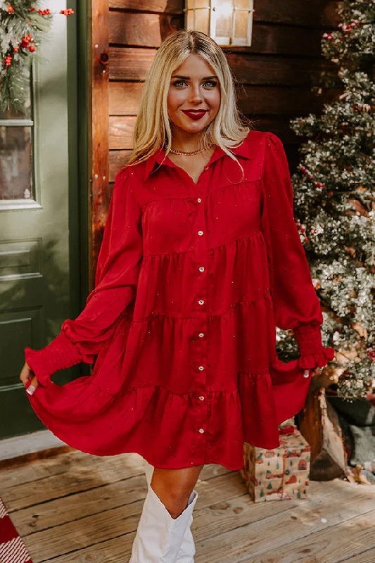 Bring The Sparkle Satin Mini Dress in Wine Adventure