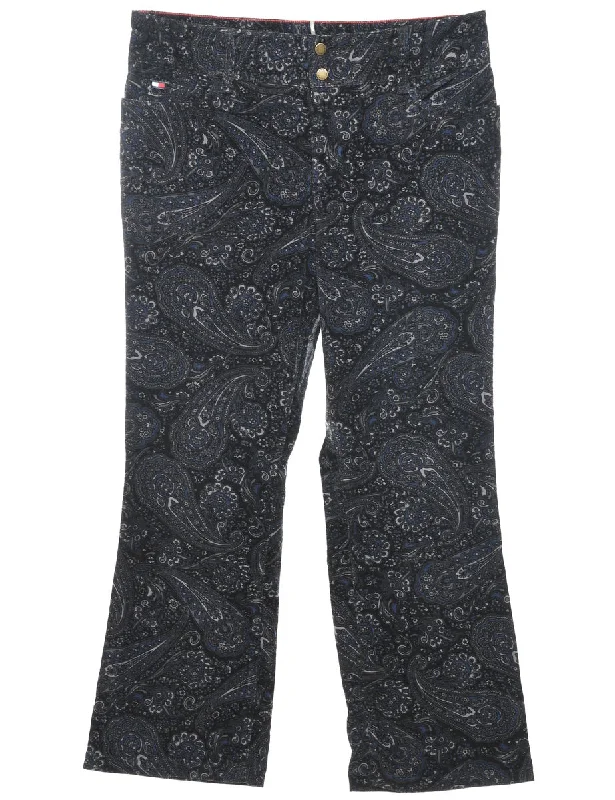 Tommy Hilfiger Navy Flared Corduroy Trousers - W35 L29 Confident Women's High - fashion