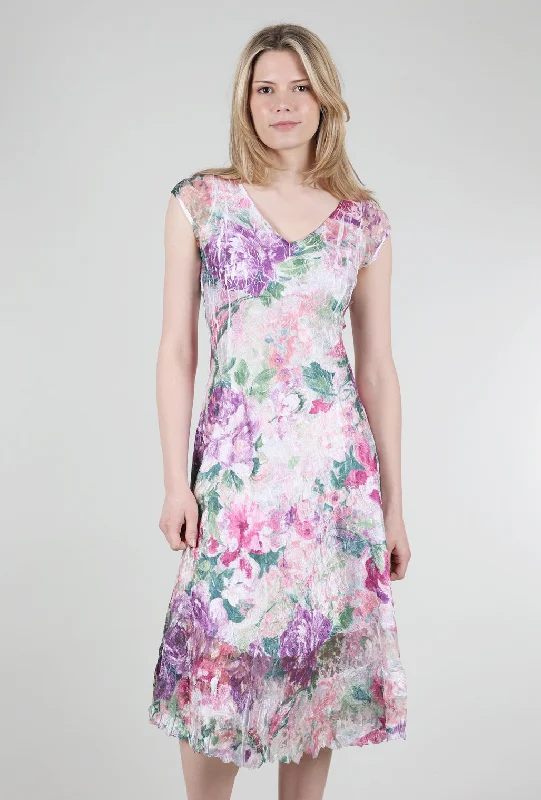 Cap Sleeve V Dress, Pink Pastel Dream Youthful Women's Pop