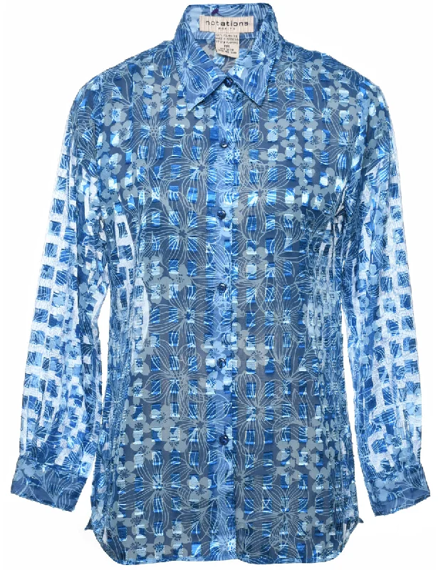 Light Blue Evening Shirt - M Stylish Women's Neon
