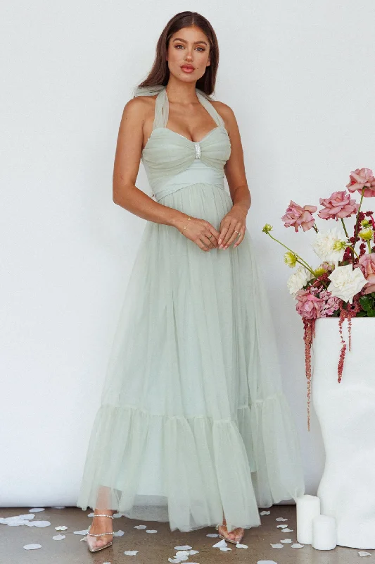 Alegria Tulle Maxi Dress Pistachio Earthy Women's Hemp - based