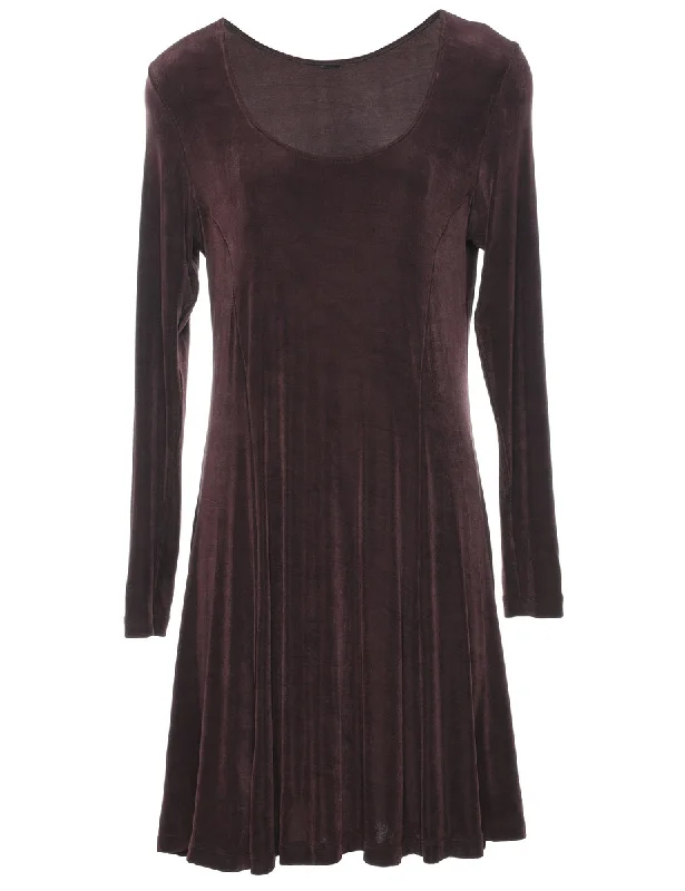 Dark Brown Dress - M Feminine Women's Soft 