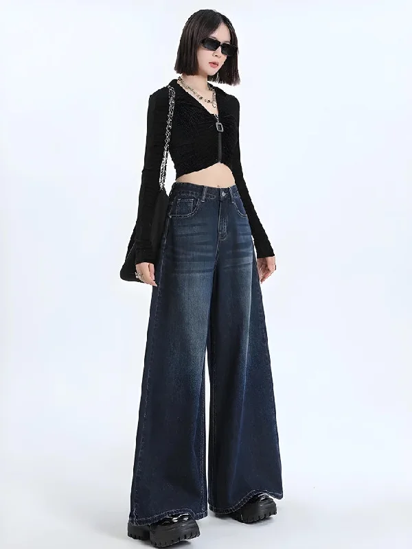 Wide Leg Regular Waist Jeans Sophisticated Women's Tailored