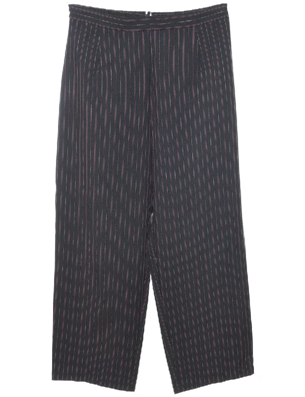 Pinstriped Black Trousers - W31 L26 Artistic Women's Avant - 