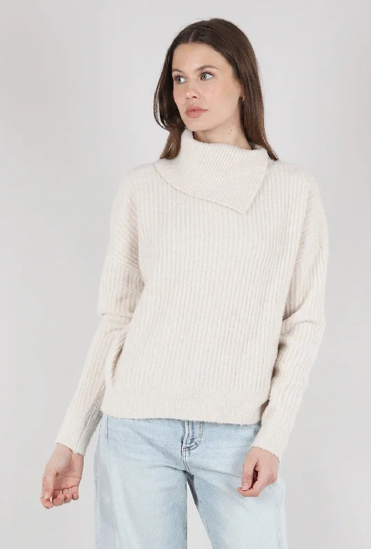 Easy Split Collar Sweater, Salt Refined Women's Hand - crafted