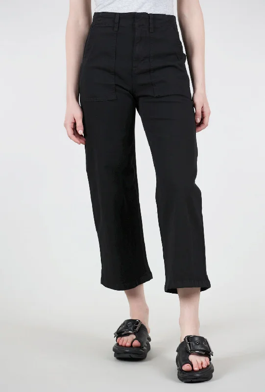 Sophia Wide-Leg Utility Ankle Pant, Black Trendy Women's Oversized