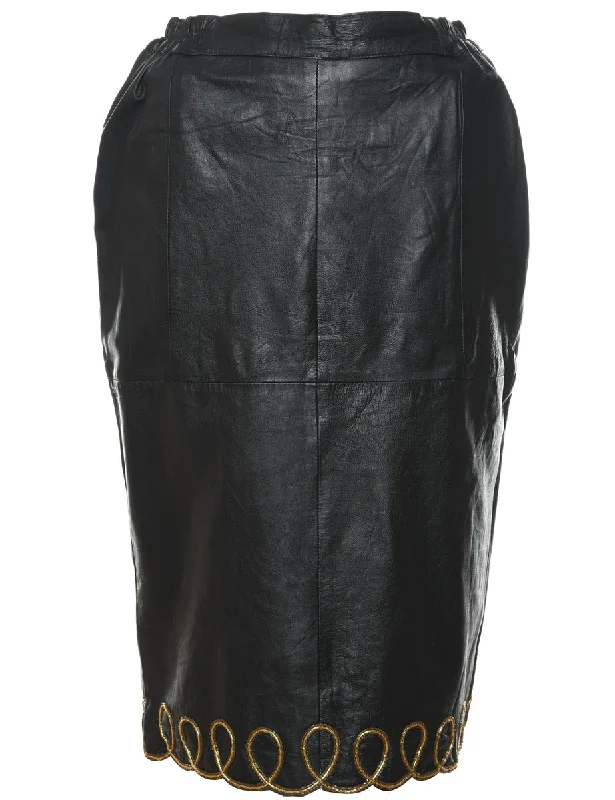 Pencil Shape Leather Skirt - S garde