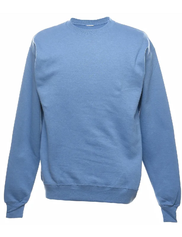 Light Blue Plain Sweatshirt - XL Cool Women's Distressed