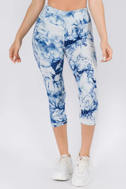 Wild and Free Active Tie-Dye Print Capri Leggings Sleek Women's Metallic