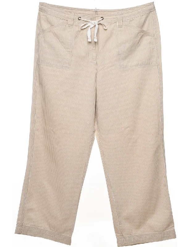 Anne Klein Striped Beige & White Striped Trousers - W35 L27 Edgy Women's Punk