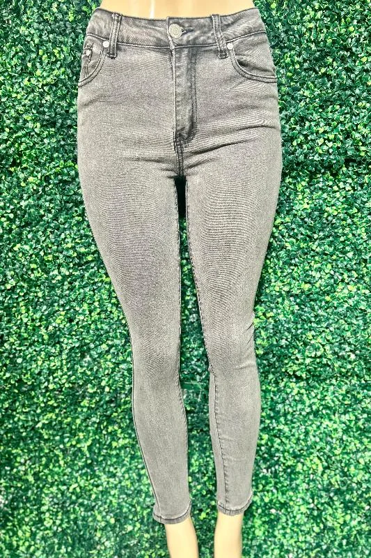 Washed Out Skinny Jeans - Gray Cozy Women's Sherpa - lined