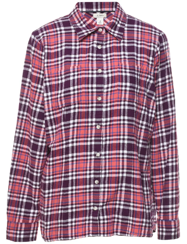 L.L. Bean Checked Shirt - M Feminine Women's Style 