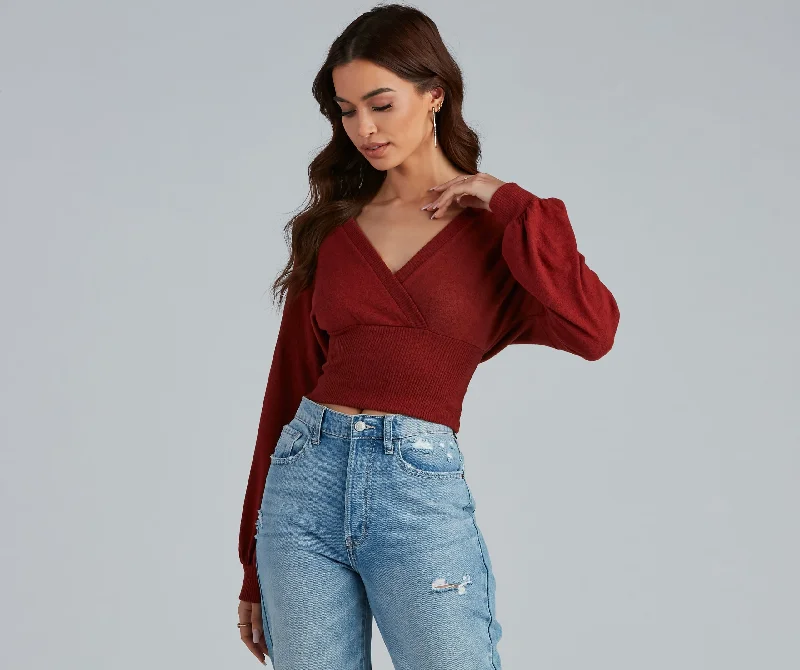 Effortless Perfection Surplice Sweater Trendy Women's Oversized
