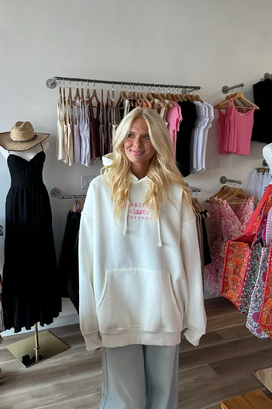 Sunkissed Embroidered Hoodie in Cream Sustainable Organic