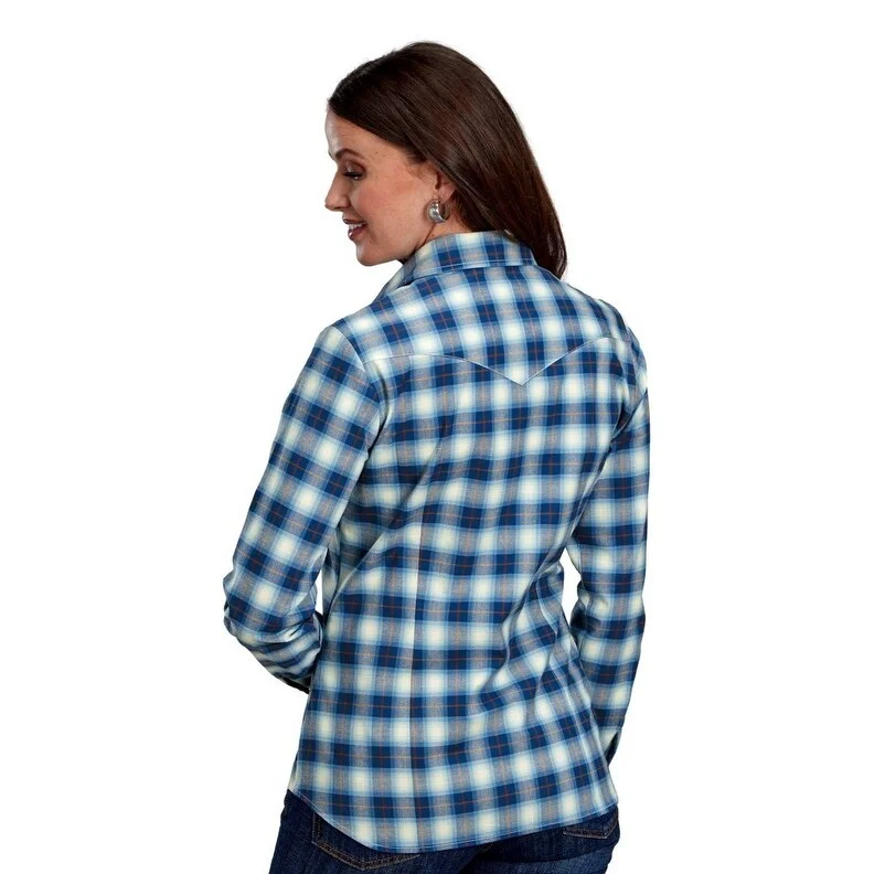 Roper Western Shirt Womens Plaid L/S Stretch Blue 03-050-0278-7701 BU Dapper Women's 1920S Roper Western Shirt Womens Plaid L/S Stretch Blue 03-050-0278-7701 BU Dapper Women's 1920S