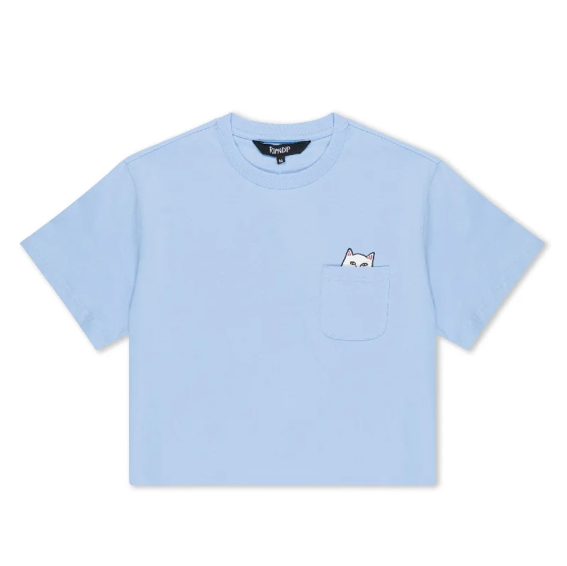 Lord Nermal Cropped Baby Pocket Tee (Light Blue) Laid - back Women's Style