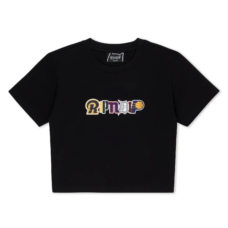 Fan Fave Cropped Baby Tee (Black) Bold Women's Animal Print