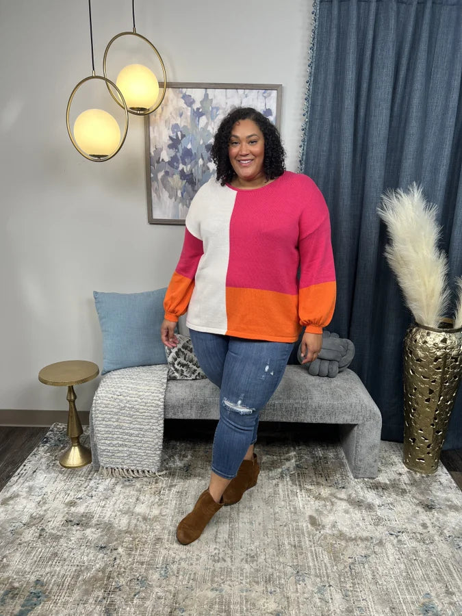 Love Hues Women's Relaxed Color Block Sweater * Final Sale* Hip Women's Urban