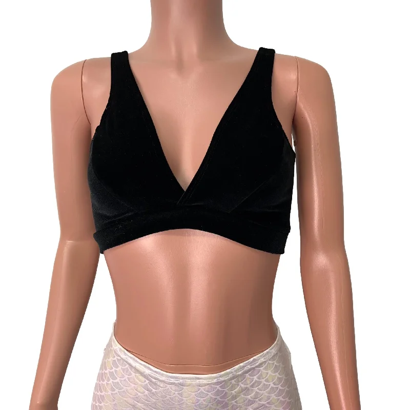 Black Velvet Bralette Streetwear Style for 