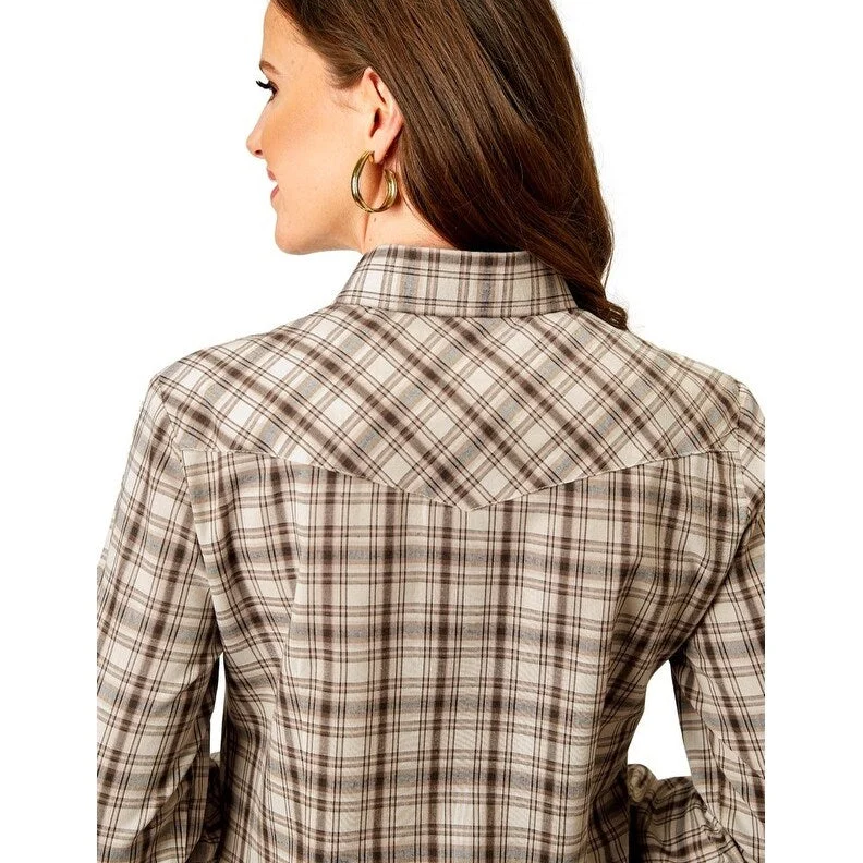 Roper Western Shirt Womens Plaid L/S Snap Brown 01-050-0101-3001 BR Monochromatic All - in - one Roper Western Shirt Womens Plaid L/S Snap Brown 01-050-0101-3001 BR Monochromatic All - in - one