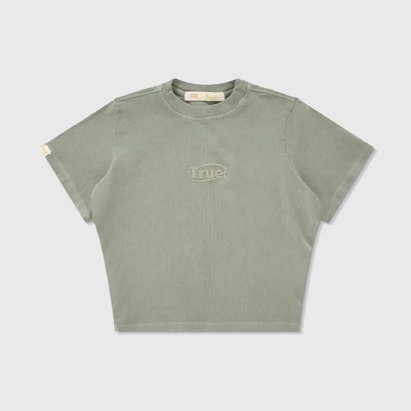 Washed Fitted Ribbed Top - Green Tough Women's Military - inspired