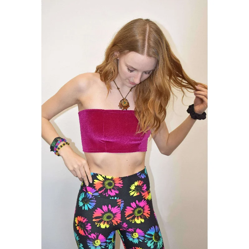 Tube Top Bandeau - Fuchsia Velvet Traditional Women's 