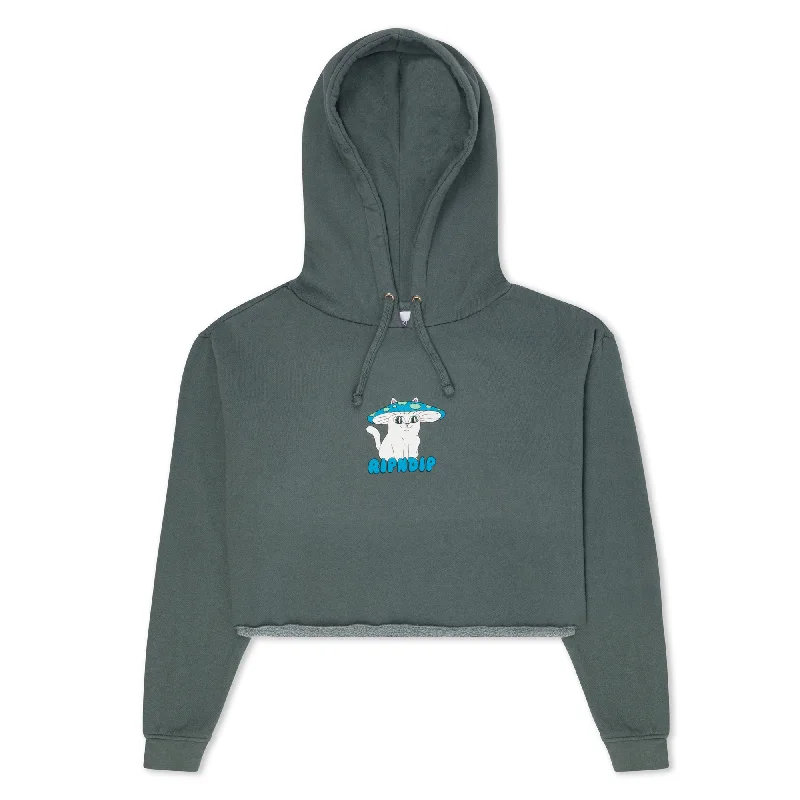 Shroom Nerm Cropped Hoodie (Charcoal) Polished Women's Silk