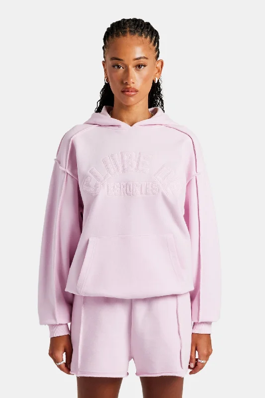 Overlock Oversized Hoodie - Pink Practical Women's Quick - dry