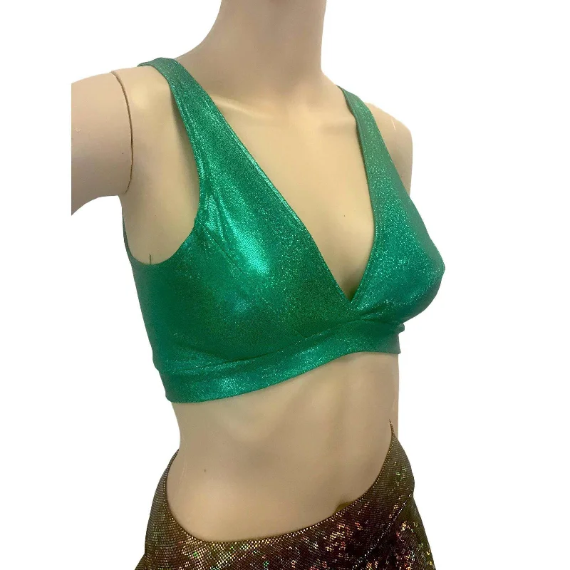 Green Sparkle Bralette Monochromatic Office Style