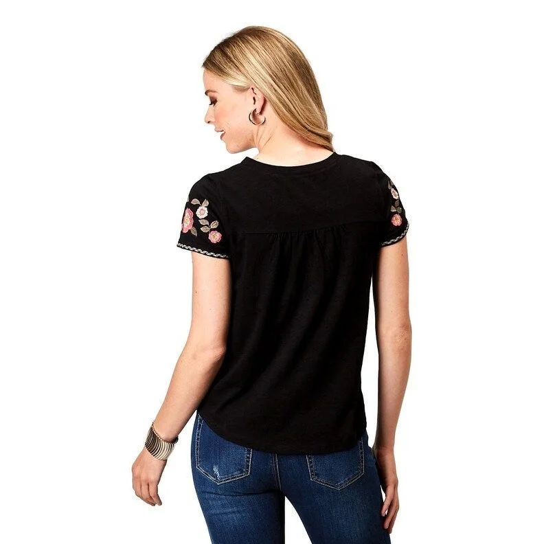 Roper Western Shirt Womens S/S Floral Crew Black 03-039-0513-3069 BL Practical Women's Multi - Roper Western Shirt Womens S/S Floral Crew Black 03-039-0513-3069 BL Practical Women's Multi -