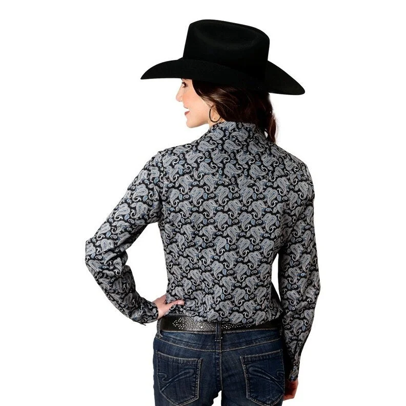 Roper Western Shirt Womens L/S Paisley Snap Black 03-050-0225-0179 BL European