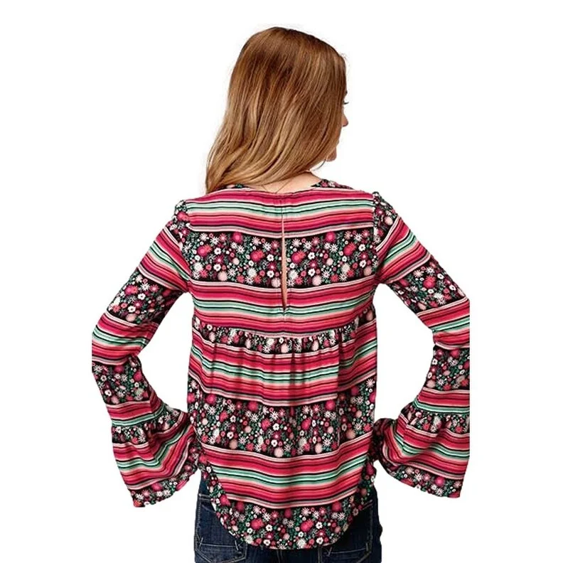 Roper Western Shirt Women L/S Empire Waist Black 03-050-0590-0183 BL Classic Women's Tweed