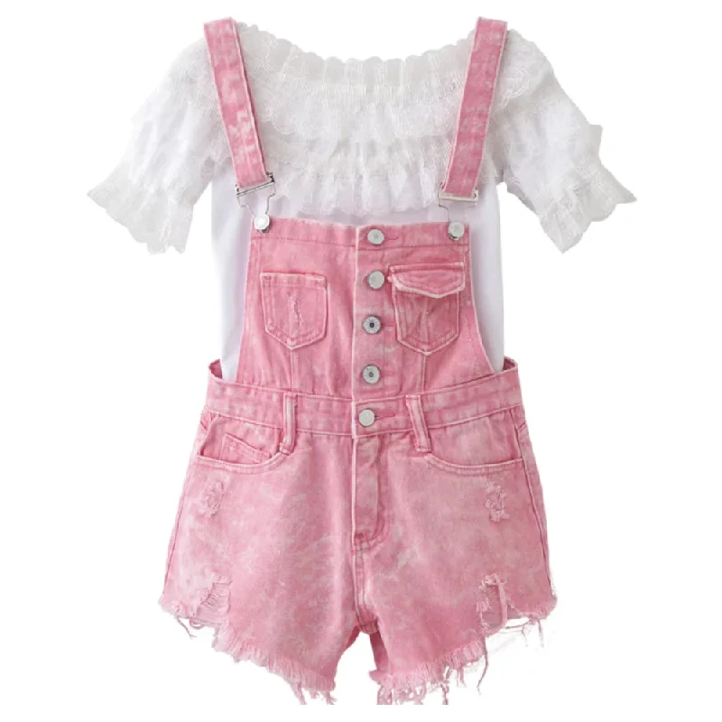 Acid Wash Denim Overalls Traditional Women's Wool