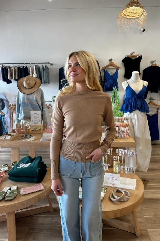 Hattie Boatneck Top in Tan Practical Women's Quick - dry