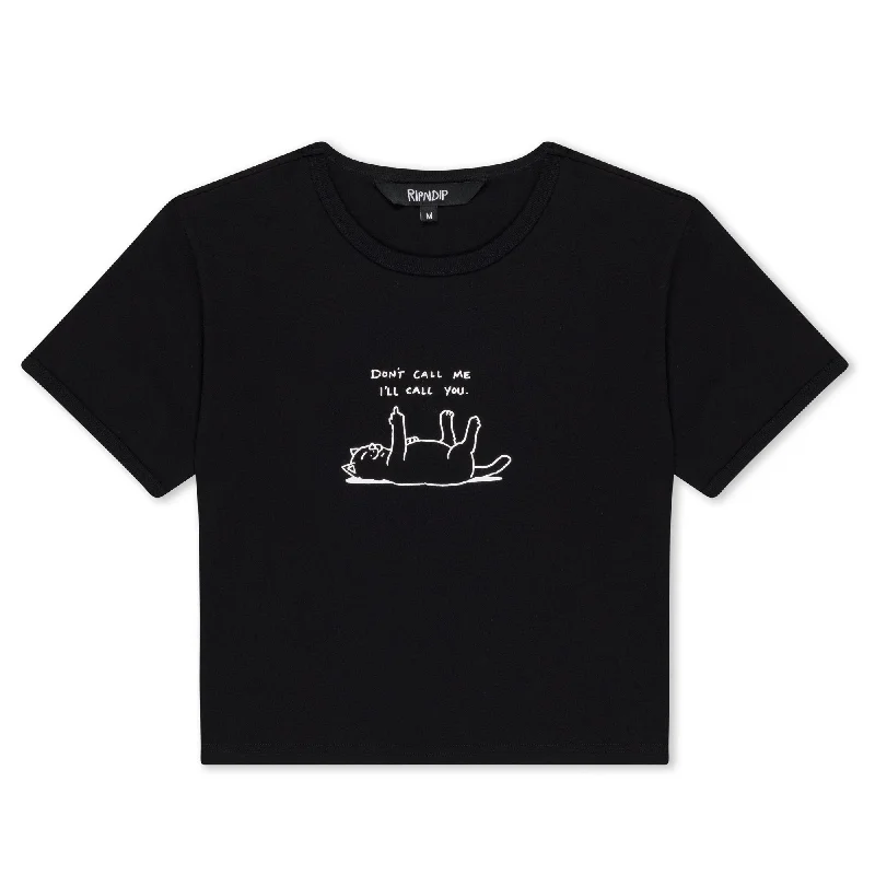 Don't Call Me Cropped Baby Tee (Black) Sophisticated Women's 