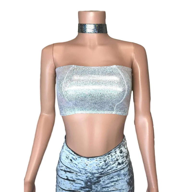 Tube Top Bandeau - Silver Holographic Compression