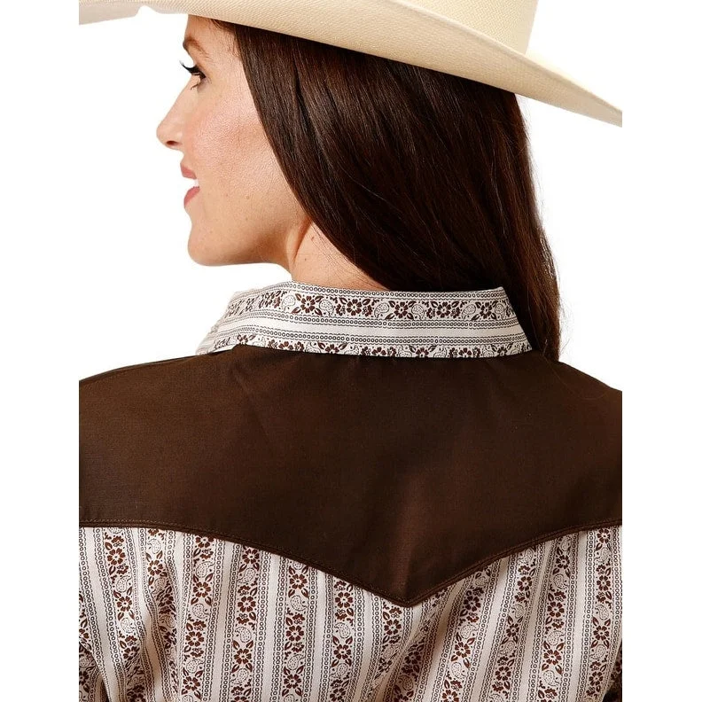 Roper Western Shirt Womens L/S Stripe Snap Brown 01-050-0087-3062 BR Adventure
