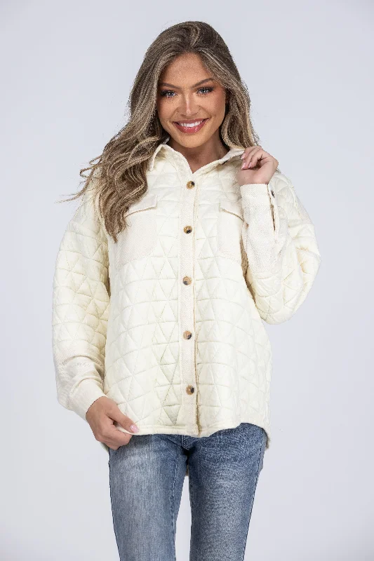 Feeling Brand New Women's Textured Barrel Sleeve Shacket * Final Sale* Monochromatic Office Style