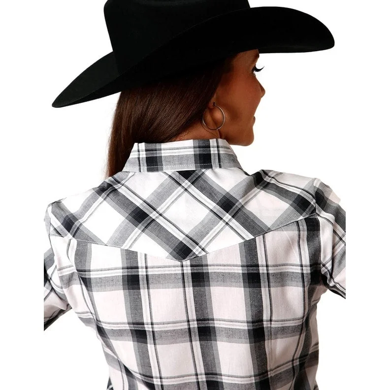 Roper Western Shirt Womens L/S Plaid Darts Black 01-050-0101-2000 BL Dynamic Women's Moto