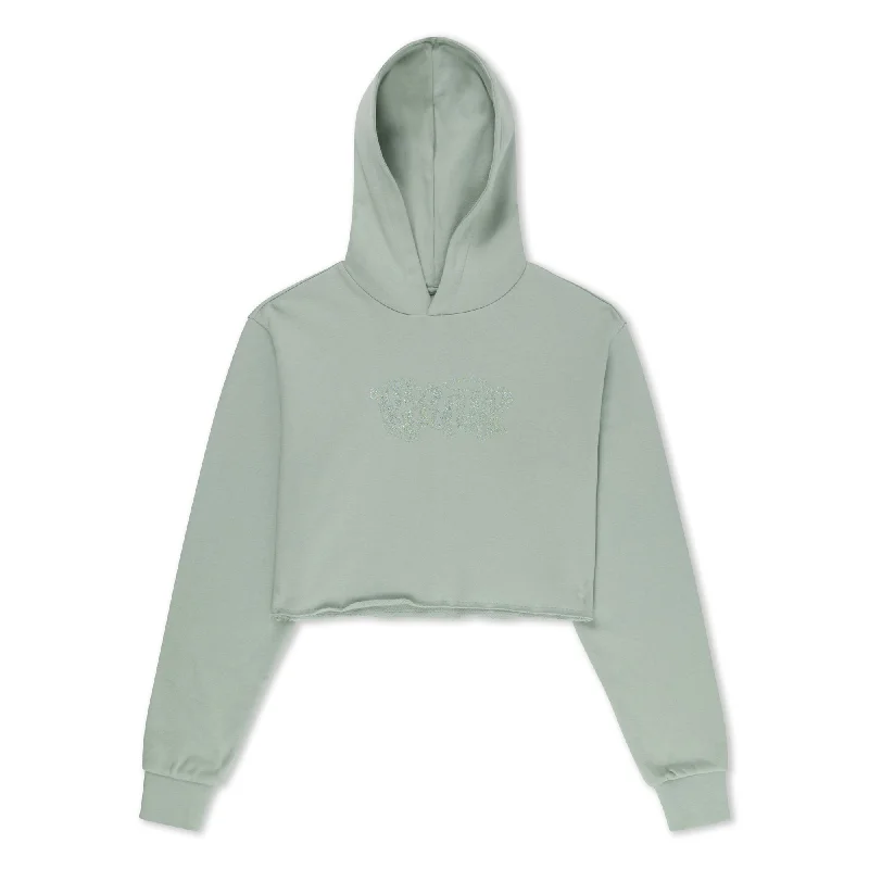 Angels Cropped Hoodie (Sage Grey) Cool Women's Distressed